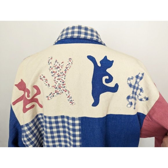 Cat Lady Jacket Calico Checked Plaid Patchwork  Handmade Misses Size 16 - Picture 7 of 7